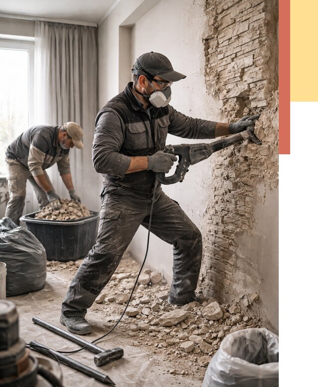 Демонтаж декоративного камня в Солнечногорске от 1509 руб/м² — быстро и недорого | ОТДЕЛОЧНИК-Слн