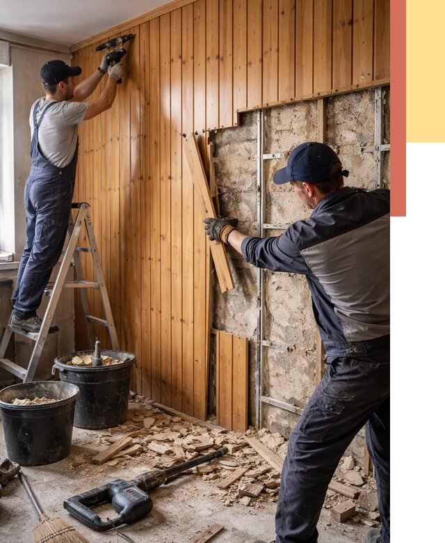 Демонтаж вагонки со стен в Солнечногорске от 1509 руб. — снятие, удаление, срочно | ОТДЕЛОЧНИК-Слн