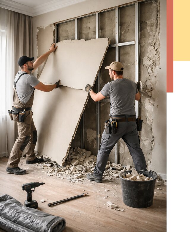 Демонтаж гипсокартона со стен в Солнечногорске от 364 руб. — услуги демонтажа | ОТДЕЛОЧНИК-Слн