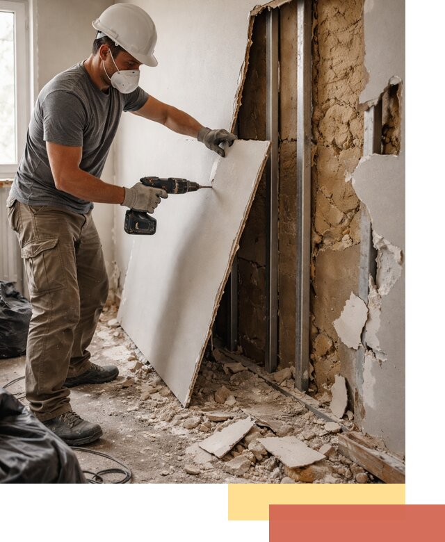 Демонтаж гипсокартона со стен в Солнечногорске качественно и быстро