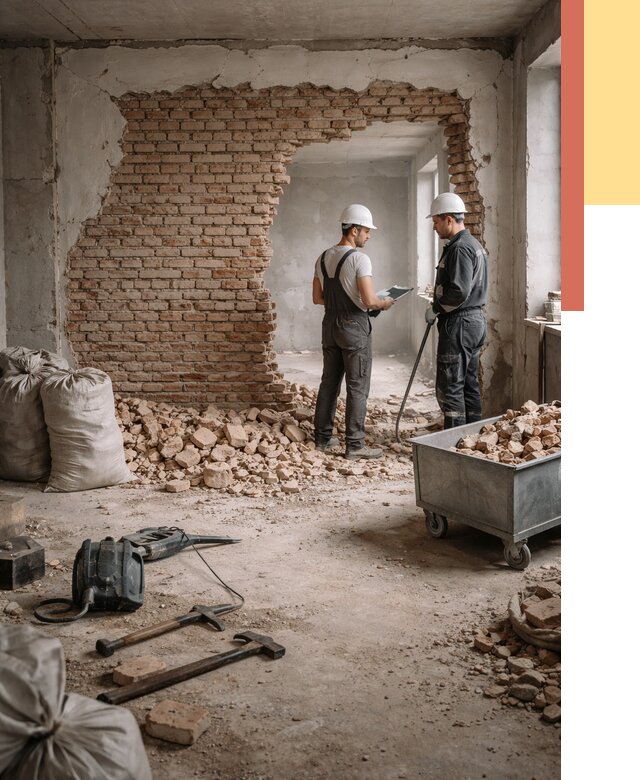 Демонтаж кирпичных стен в Солнечногорске от 4371 руб. — быстро, недорого, под ключ | ОТДЕЛОЧНИК-Слн