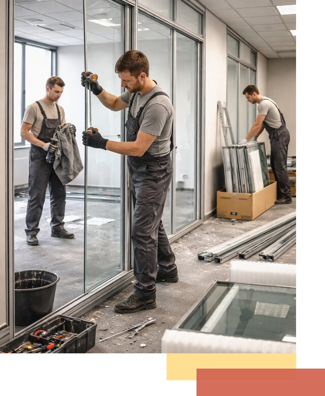 Демонтаж стеклянных перегородок в Солнечногорске быстро и безопасно