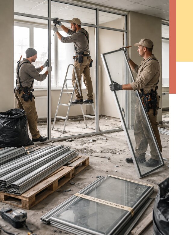 Демонтаж алюминиевых перегородок в Солнечногорске от 4371 руб. — быстро и недорого | ОТДЕЛОЧНИК-Слн