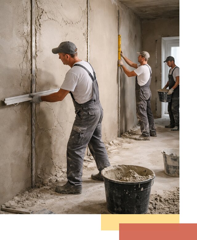 Штукатурка стен по маякам в Солнечногорске — точная и ровная поверхность