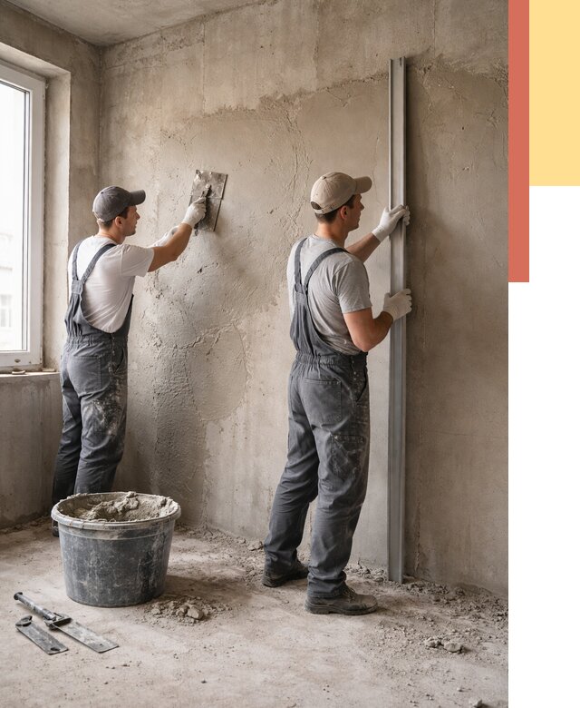 Штукатурка бетонных стен в Солнечногорске от 4684 руб/м² — качественно и быстро | ОТДЕЛОЧНИК-Слн
