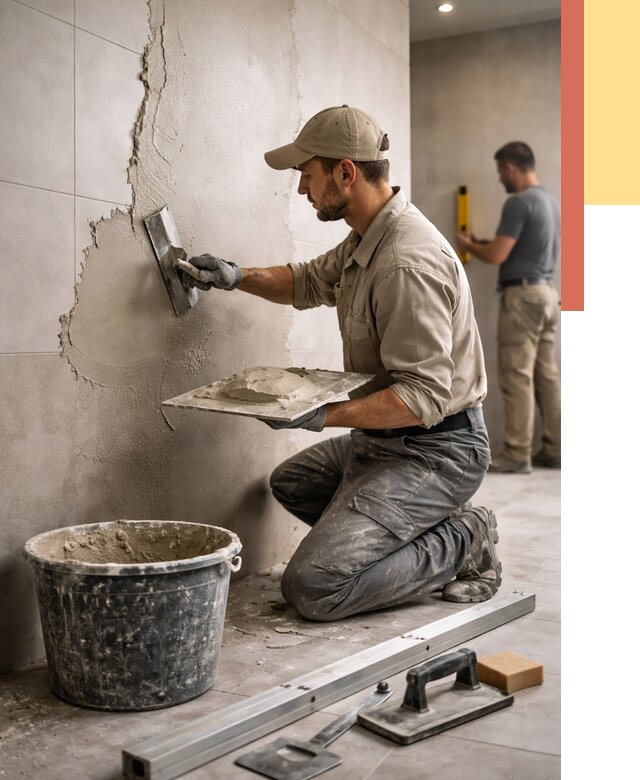 Штукатурка стен в ванной в Солнечногорске от 4684 руб./м² — выравнивание под ключ | ОТДЕЛОЧНИК-Слн