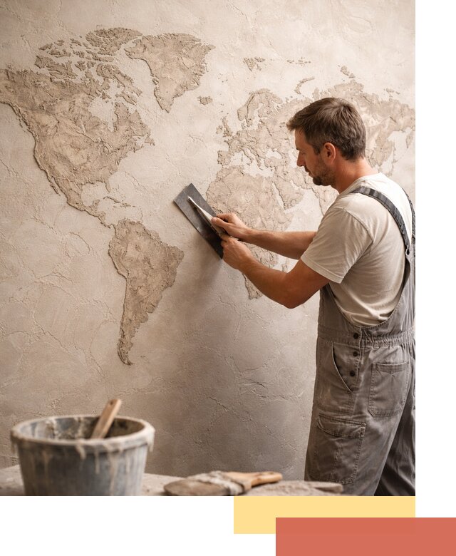 Декоративная штукатурка «Карта мира» под ключ в Солнечногорске