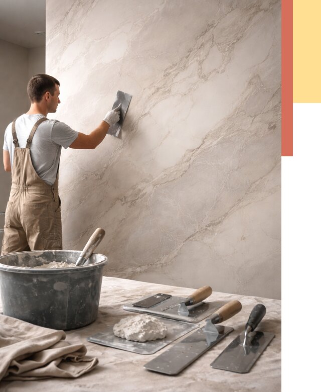 Декоративная штукатурка под мрамор в Солнечногорске от 2914 руб./м² — быстро и недорого | ОТДЕЛОЧНИК-Слн