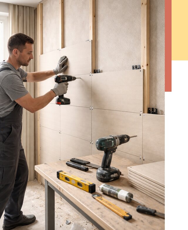 Монтаж МДФ панелей на стены в Солнечногорске от 1301 руб. под ключ | ОТДЕЛОЧНИК-Слн