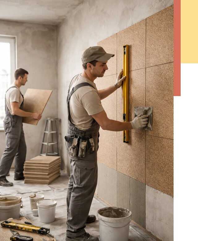 Монтаж пробковых панелей на стены в Солнечногорске от 3643 руб. — ОТДЕЛОЧНИК-Слн