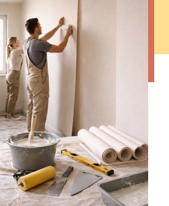 Поклейка бумажных обоев в Солнечногорске от 5724 руб./м2 — быстро и недорого | ОТДЕЛОЧНИК-Слн