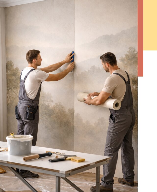 Поклейка фотообоев в Солнечногорске от 8847 руб/м² — быстро и недорого | ОТДЕЛОЧНИК-Слн