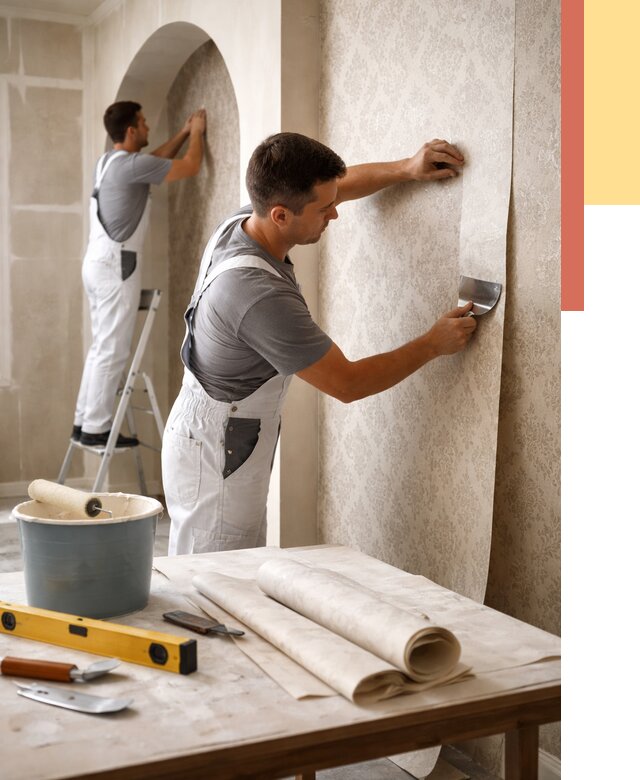 Поклейка обоев на сложные стены в Солнечногорске от 2914 руб. под ключ | ОТДЕЛОЧНИК-Слн