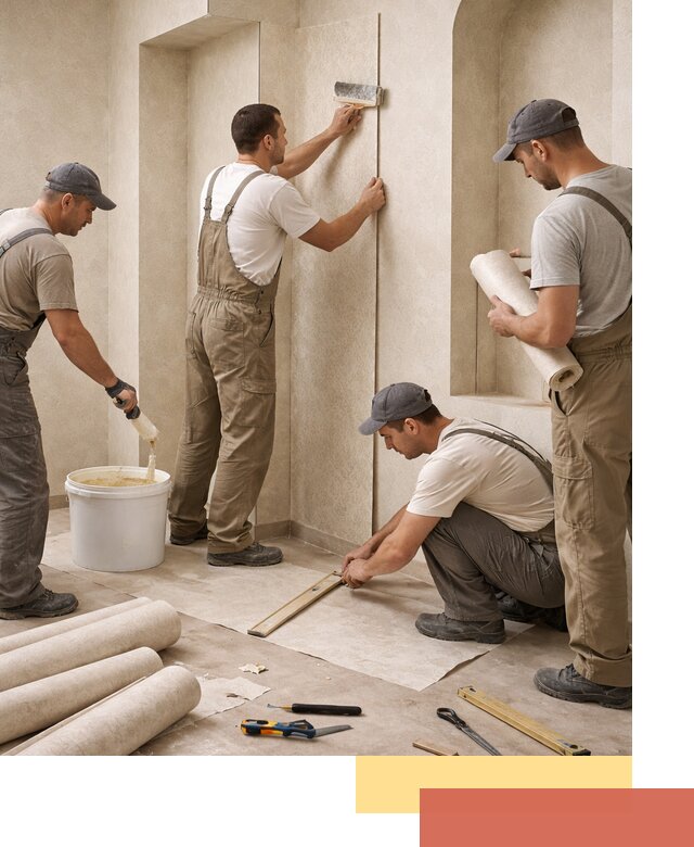 Поклейка обоев на сложные стены и неровные поверхности в Солнечногорске