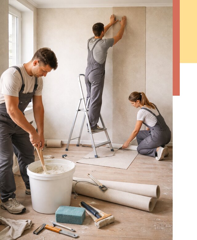 Оклейка стен обоями в Солнечногорске от 3643 руб/м2 — быстро и недорого | ОТДЕЛОЧНИК-Слн