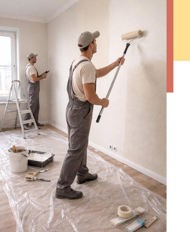 Покраска стен акриловой краской в Солнечногорске от 3643 руб./м² — быстро и недорого | ОТДЕЛОЧНИК-Слн