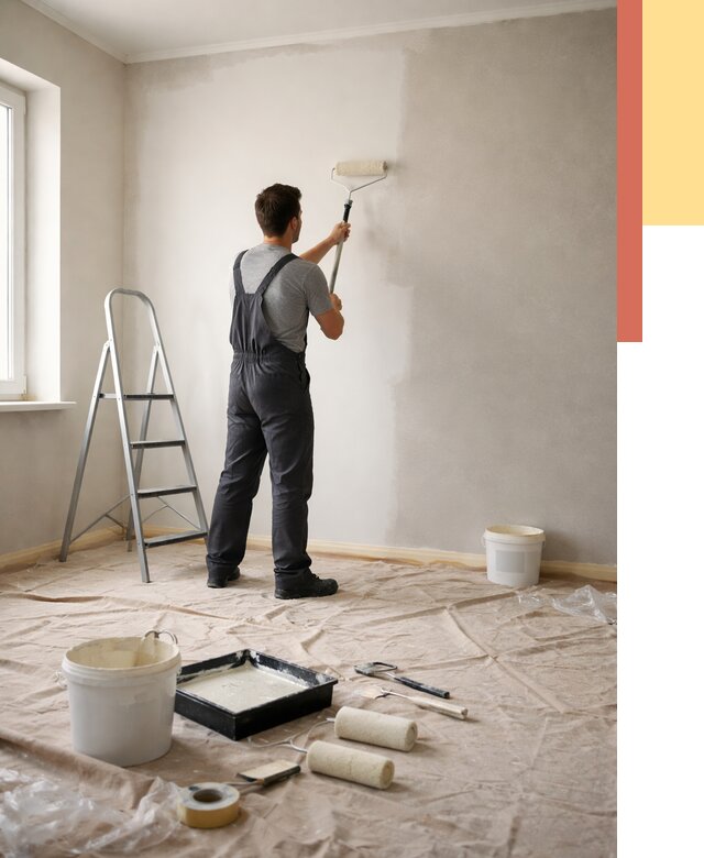 Покраска стен моющейся краской в Солнечногорске от 364 руб./м² — быстро и недорого | ОТДЕЛОЧНИК-Слн