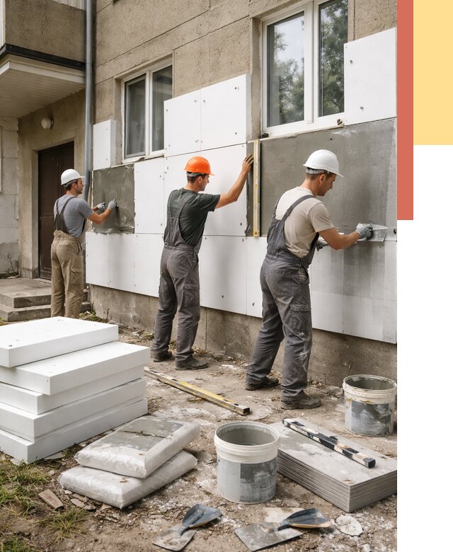 Утепление стен пенопластом в Солнечногорске от 1821 руб. — недорого и под ключ | ОТДЕЛОЧНИК-Слн