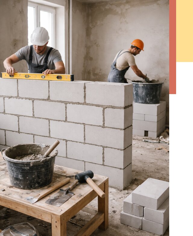 Кладка перегородок из газобетона в Солнечногорске от 3331 руб. под ключ | ОТДЕЛОЧНИК-Слн