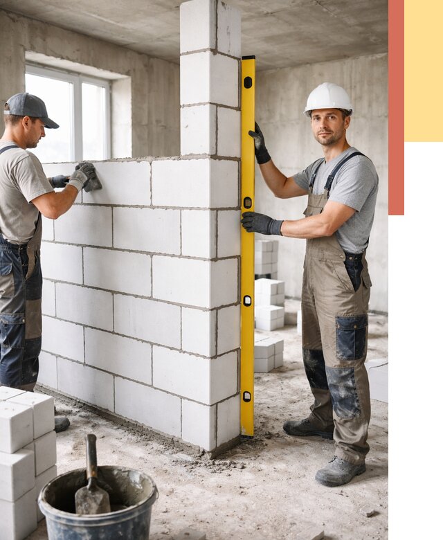 Кладка перегородок из пеноблока в Солнечногорске от 1873 руб. под ключ | ОТДЕЛОЧНИК-Слн