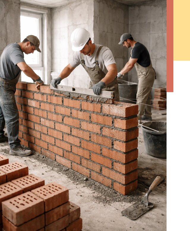 Кладка перегородок из кирпича в Солнечногорске от 3643 руб. за м² | ОТДЕЛОЧНИК-Слн