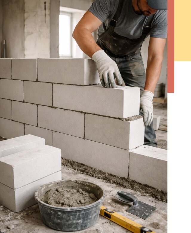 Кладка перегородок из силикатного блока в Солнечногорске от 4163 руб. под ключ | ОТДЕЛОЧНИК-Слн