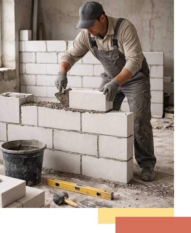 Кладка перегородок из силикатного блока в Солнечногорске