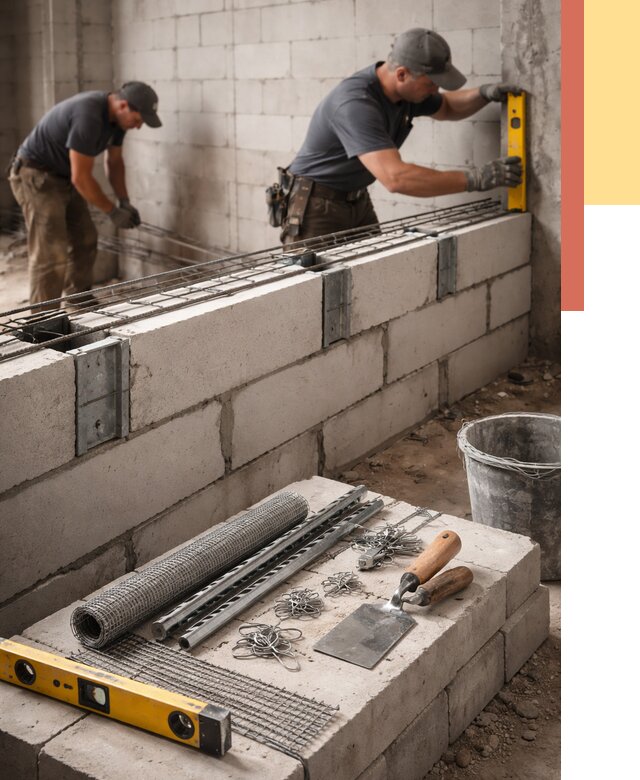 Армирование кладки перегородок в Солнечногорске от 781 руб. под ключ | ОТДЕЛОЧНИК-Слн