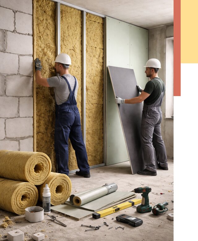 Шумоизоляция перегородок из блоков в Солнечногорске от 1925 руб./м² — быстро и недорого | ОТДЕЛОЧНИК-Слн