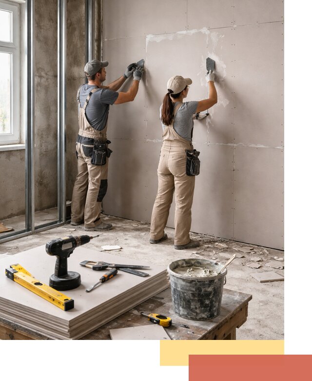 Монтаж двухслойной перегородки из гипсокартона в Солнечногорске