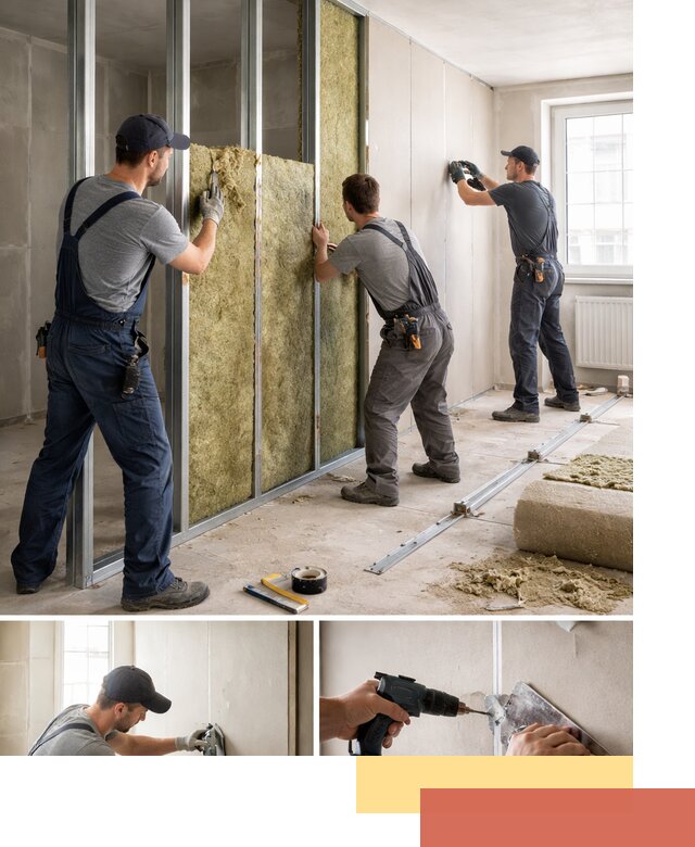 Перегородка из гипсокартона с шумоизоляцией в Солнечногорске — монтаж под ключ