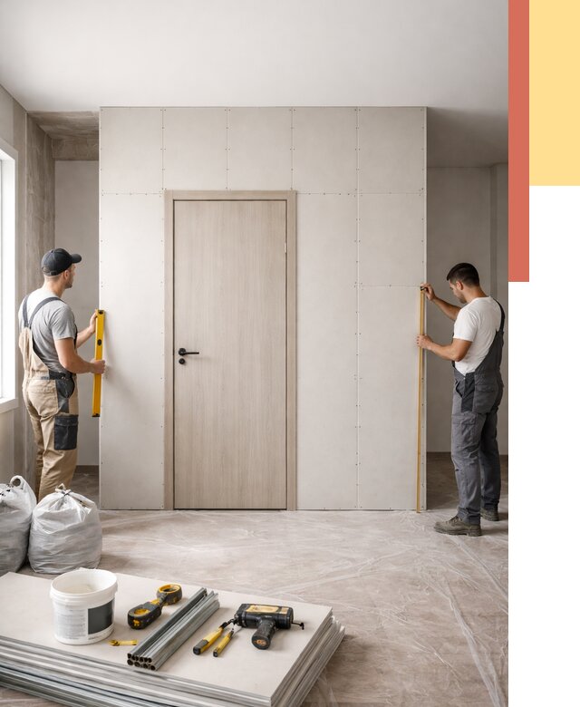 Перегородка из гипсокартона с дверью в Солнечногорске от 4684 руб. под ключ | ОТДЕЛОЧНИК-Слн