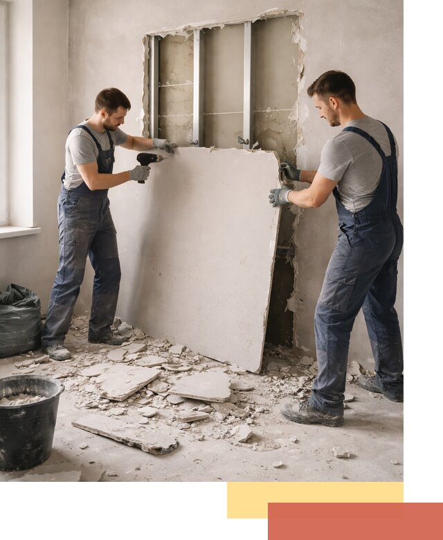 Демонтаж перегородки из гипсокартона в Солнечногорске быстрый и аккуратный