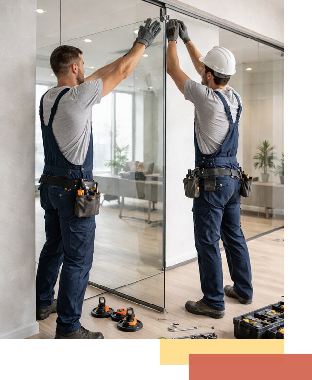 Безрамные стеклянные перегородки под ключ в Солнечногорске