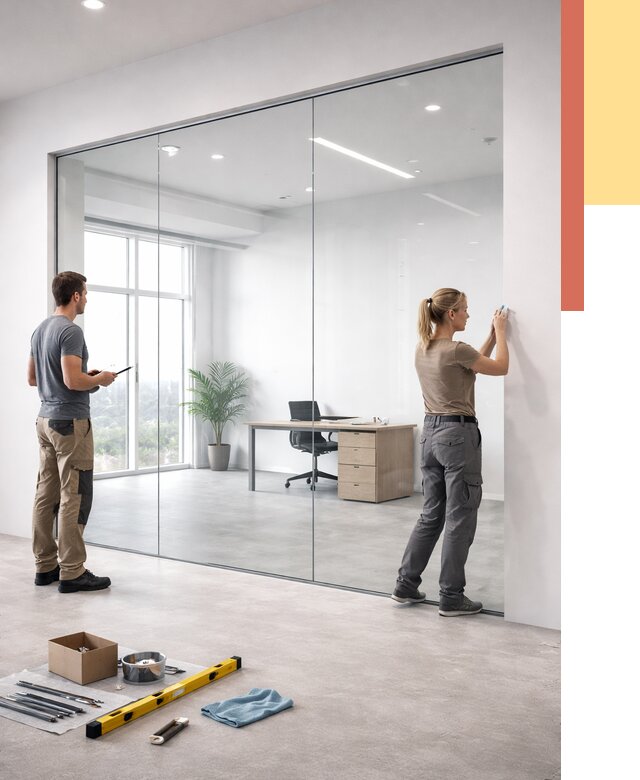 Перегородки из закаленного стекла в Солнечногорске от 9888 руб. под ключ | ОТДЕЛОЧНИК-Слн