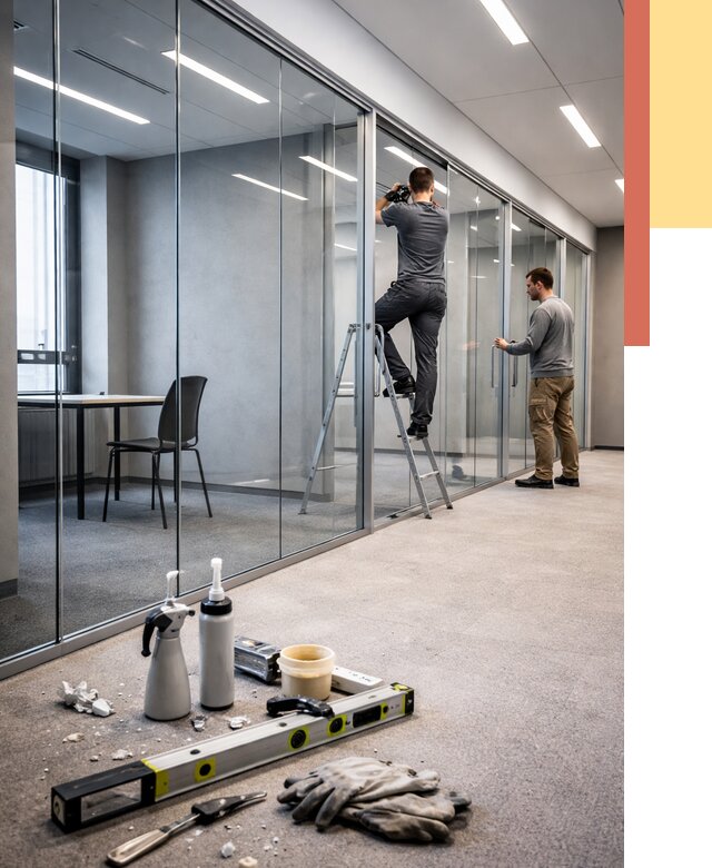 Стеклянные офисные перегородки в Солнечногорске от 8847 руб. — монтаж и установка | ОТДЕЛОЧНИК-Слн