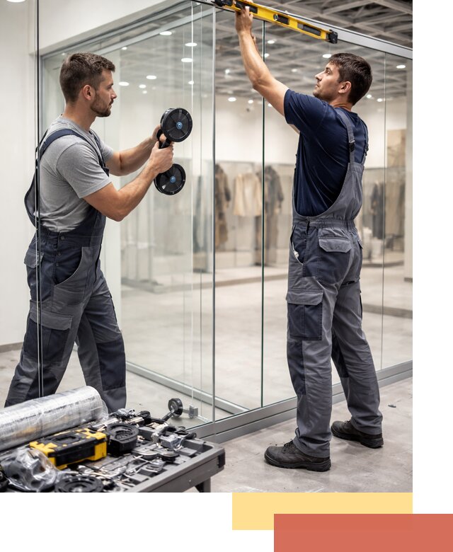 Стеклянные перегородки для магазинов в Солнечногорске — монтаж и установка