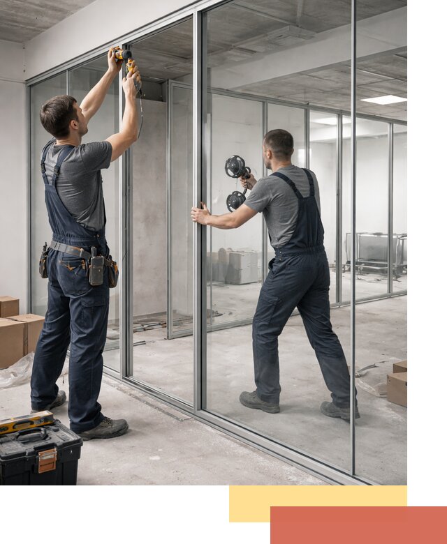 Алюминиевые перегородки со стеклом в Солнечногорске — изготовление и монтаж