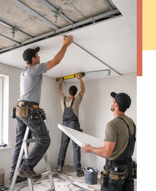 Монтаж потолка из ПВХ панелей в Солнечногорске от 3643 руб./м2 — быстро и недорого | ОТДЕЛОЧНИК-Слн