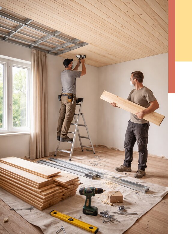 Монтаж потолка из вагонки в Солнечногорске от 6765 руб. | Быстро и недорого — ОТДЕЛОЧНИК-Слн