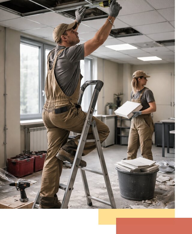 Ремонт потолка Армстронг и замена плит в Солнечногорске