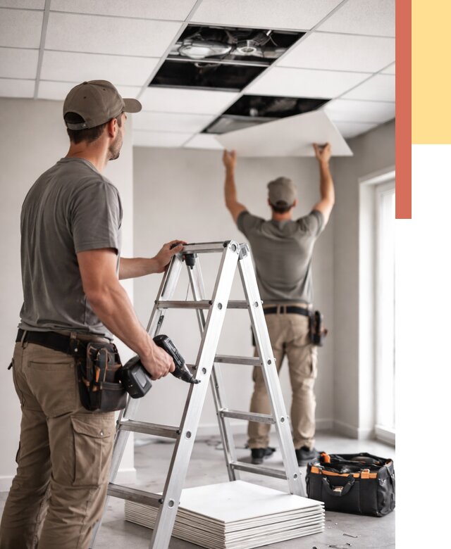 Обслуживание подвесного потолка в Солнечногорске от 3643 руб. — быстро и недорого | ОТДЕЛОЧНИК-Слн