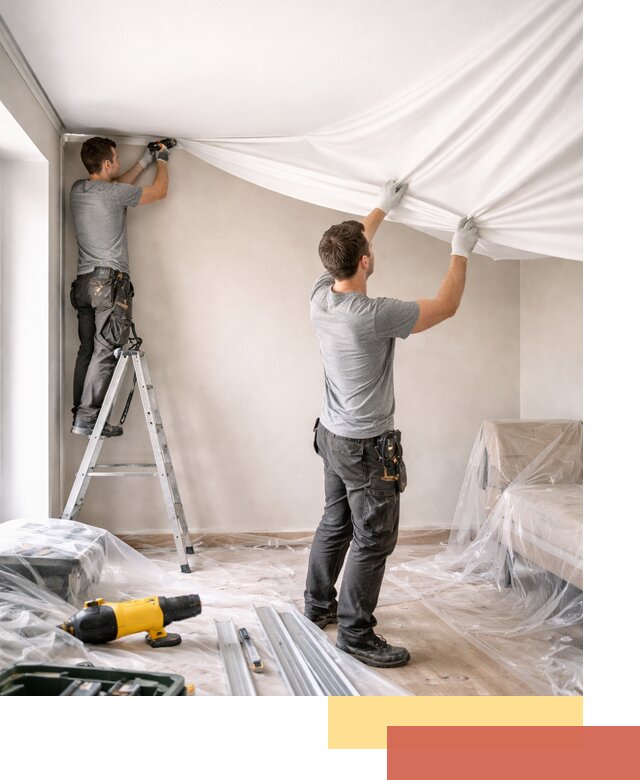 Монтаж тканевого натяжного потолка в Солнечногорске недорого и быстро