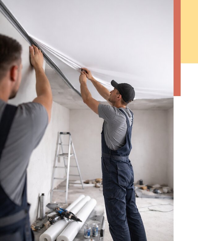 Монтаж матового натяжного потолка в Солнечногорске от 4684 руб./м² — быстро и недорого | ОТДЕЛОЧНИК-Слн