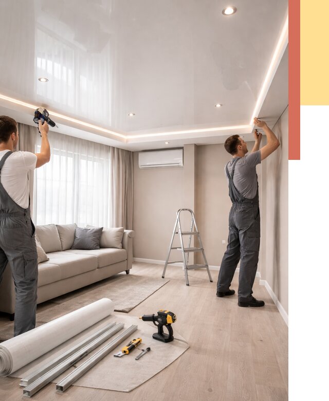 Монтаж глянцевого натяжного потолка в Солнечногорске от 781 руб. под ключ | ОТДЕЛОЧНИК-Слн