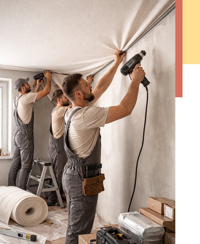 Монтаж фактурного натяжного потолка в Солнечногорске от 781 руб. — ОТДЕЛОЧНИК-Слн