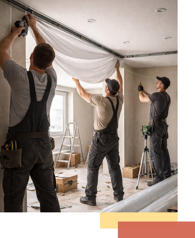 Монтаж парящего натяжного потолка под ключ в Солнечногорске