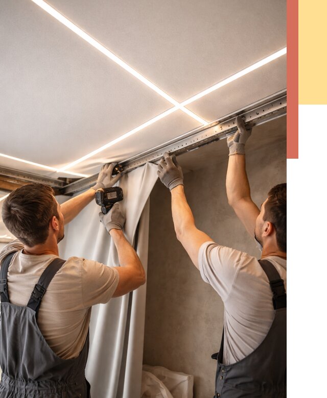 Монтаж натяжного потолка со световыми линиями в Солнечногорске от 1249 руб. | ОТДЕЛОЧНИК-Слн