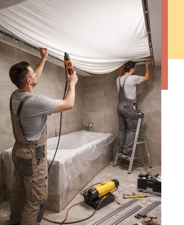 Монтаж натяжного потолка в ванной в Солнечногорске от 1249 руб. под ключ | ОТДЕЛОЧНИК-Слн