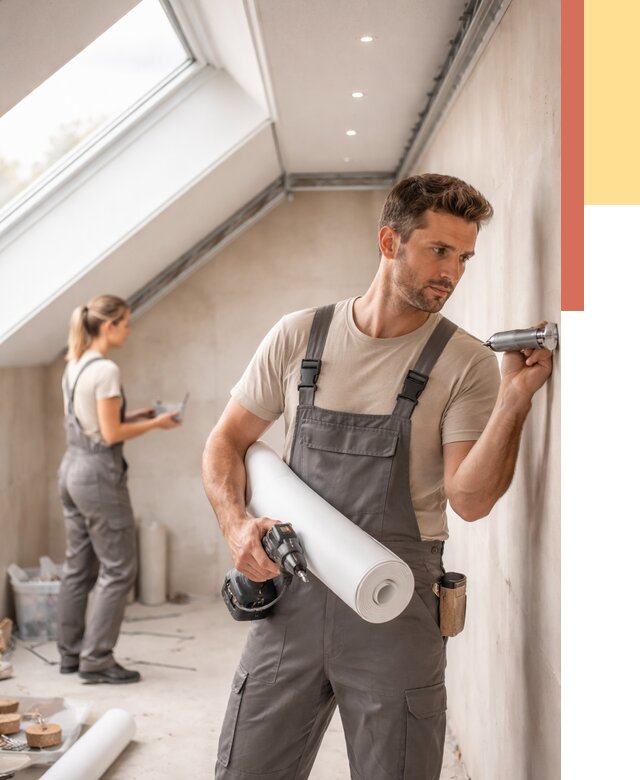 Монтаж натяжного потолка на мансарде в Солнечногорске от 3643 руб. | ОТДЕЛОЧНИК-Слн